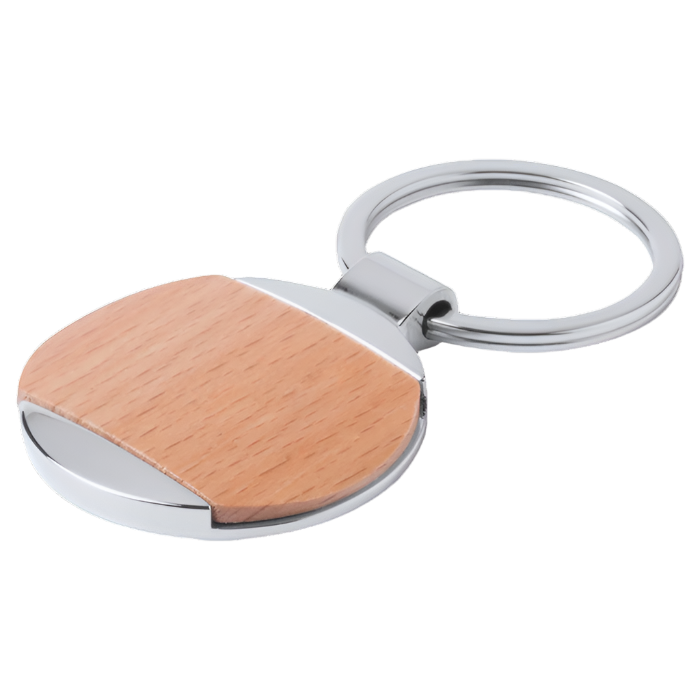 Keyring Vitolok Silver and Natural  wood Circle
