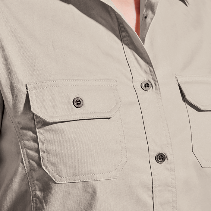 Ladies Plain Bush Shirt Detail 1