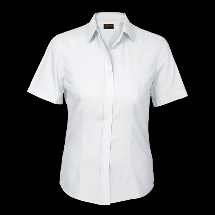 Ladies Basic Poly Cotton Blouse Short Sleeve White