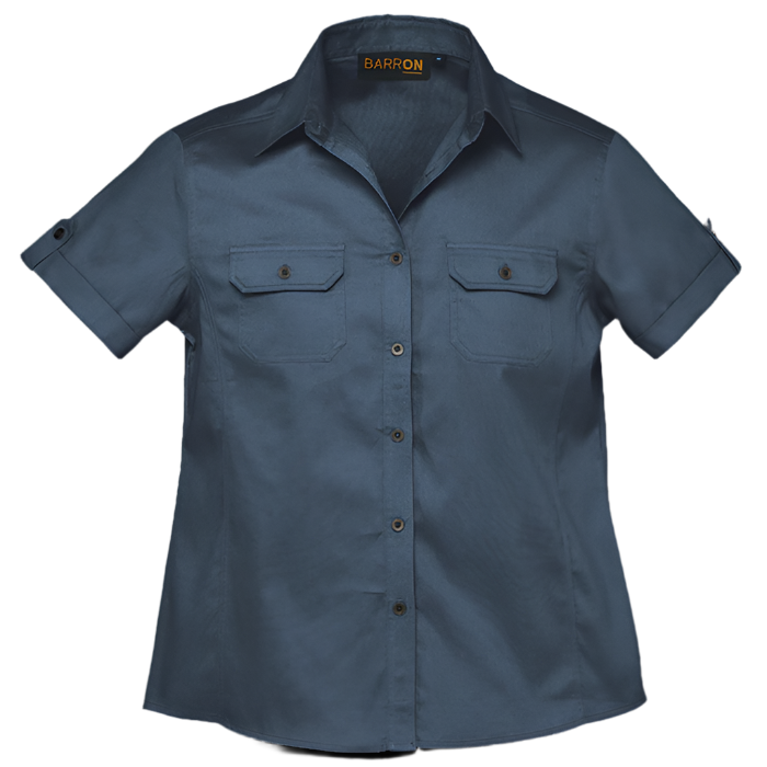 Ladies Plain Bush Shirt Airforce Blue