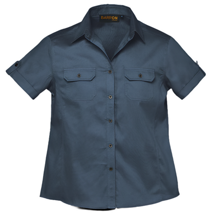 Ladies Plain Bush Shirt Airforce Blue