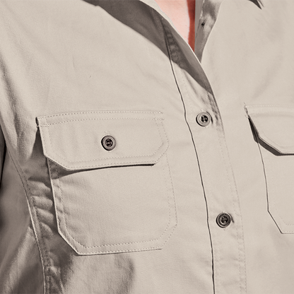 Ladies Plain Bush Shirt Detail 1