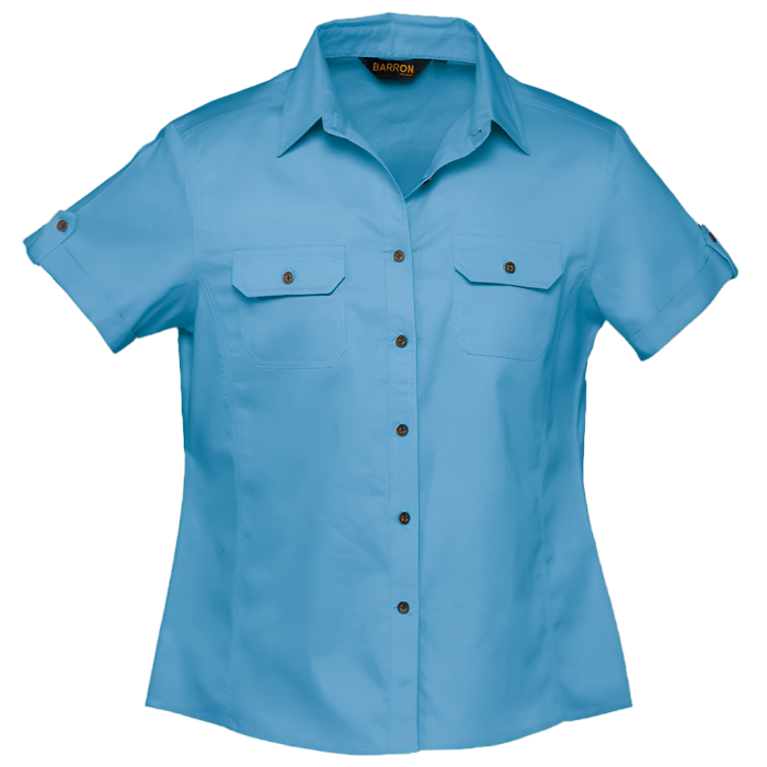 Ladies Plain Bush Shirt  Dusk Blue