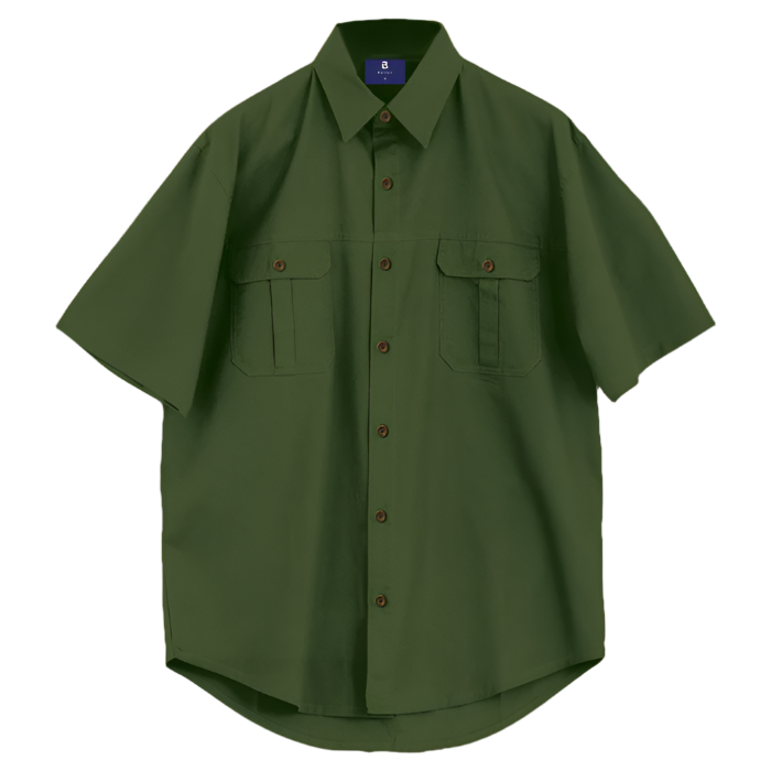 Men's Plain Bush Shirt Olive