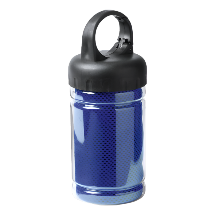 Rikat Gym Towel Blue in transparent case with built-in carrying handle