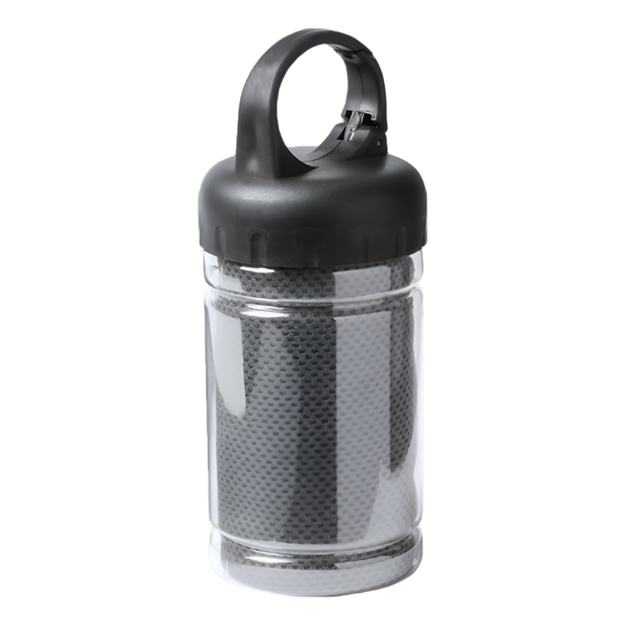 Rikat Gym Towel Grey in transparent case with built-in carrying handle